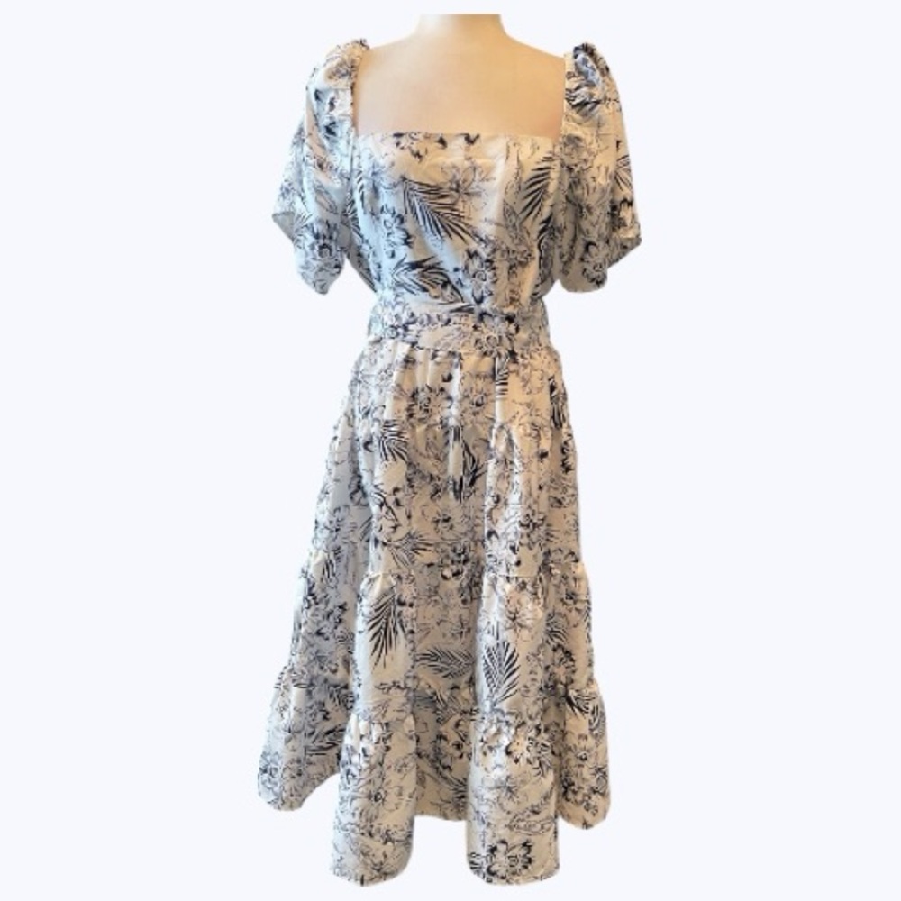 Lulu’s Tropical Sunshine White Floral Print Tiered Midi Dress size xl - Picture 3 of 9
